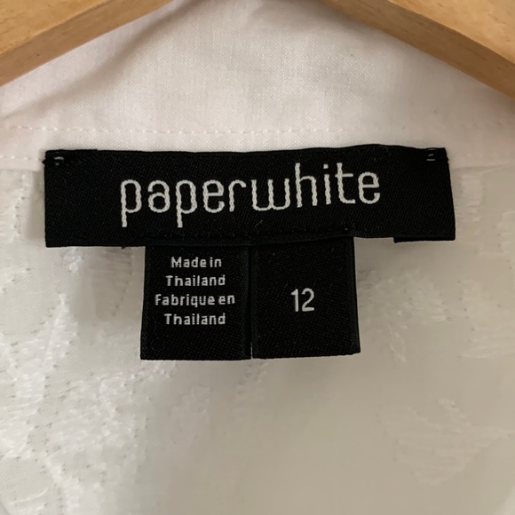 Paper White floral print large 100% cotton button down in white - Picture 4 of 9